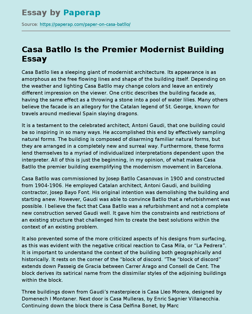 Casa Batllo Is the Premier Modernist Building