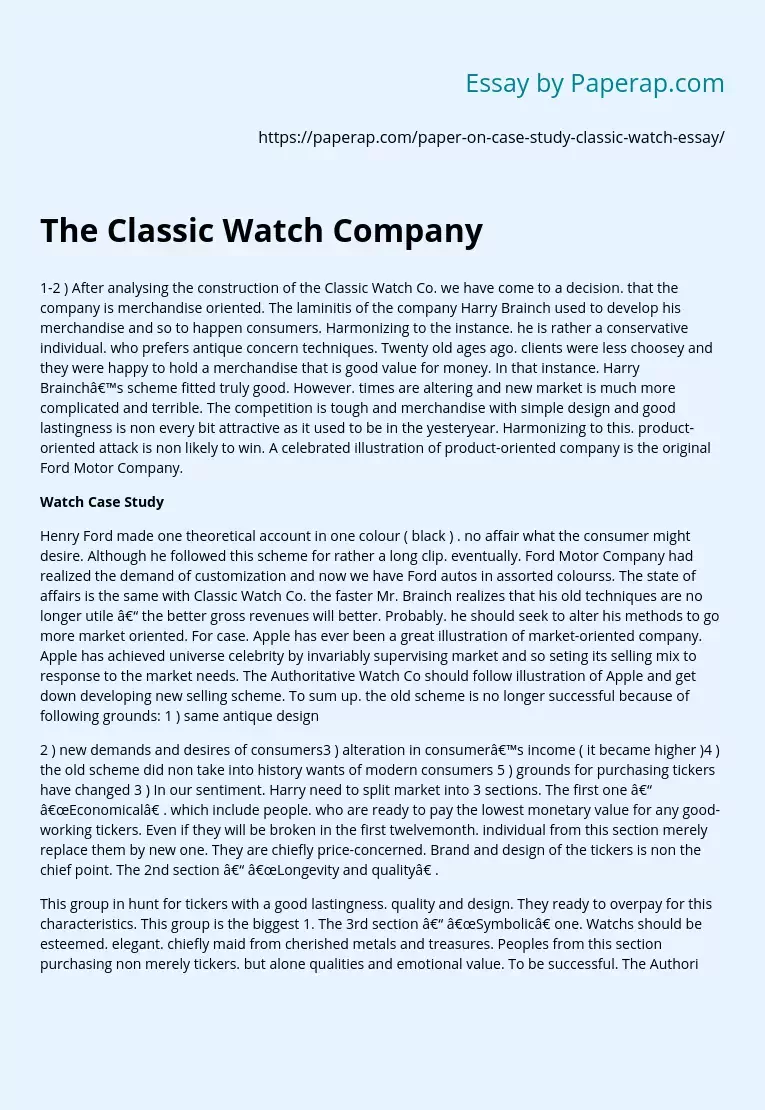 The Classic Watch Company