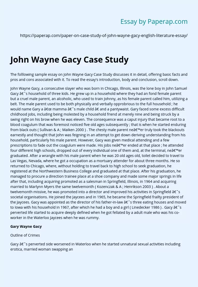 John Wayne Gacy Case Study