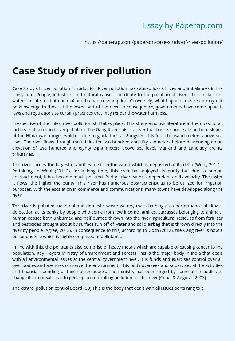 Case Study of river pollution
