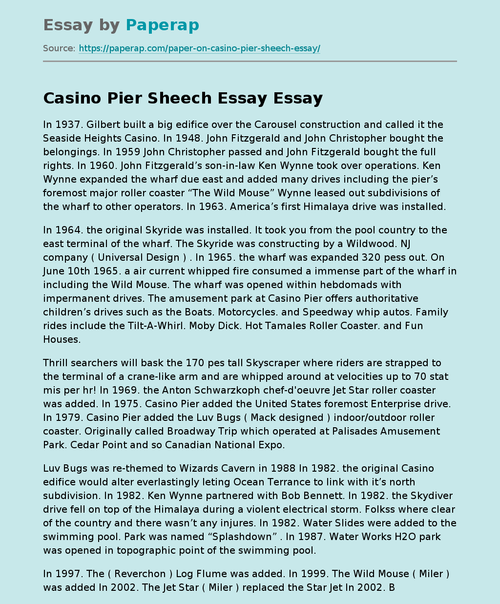 Casino Pier Sheech Essay