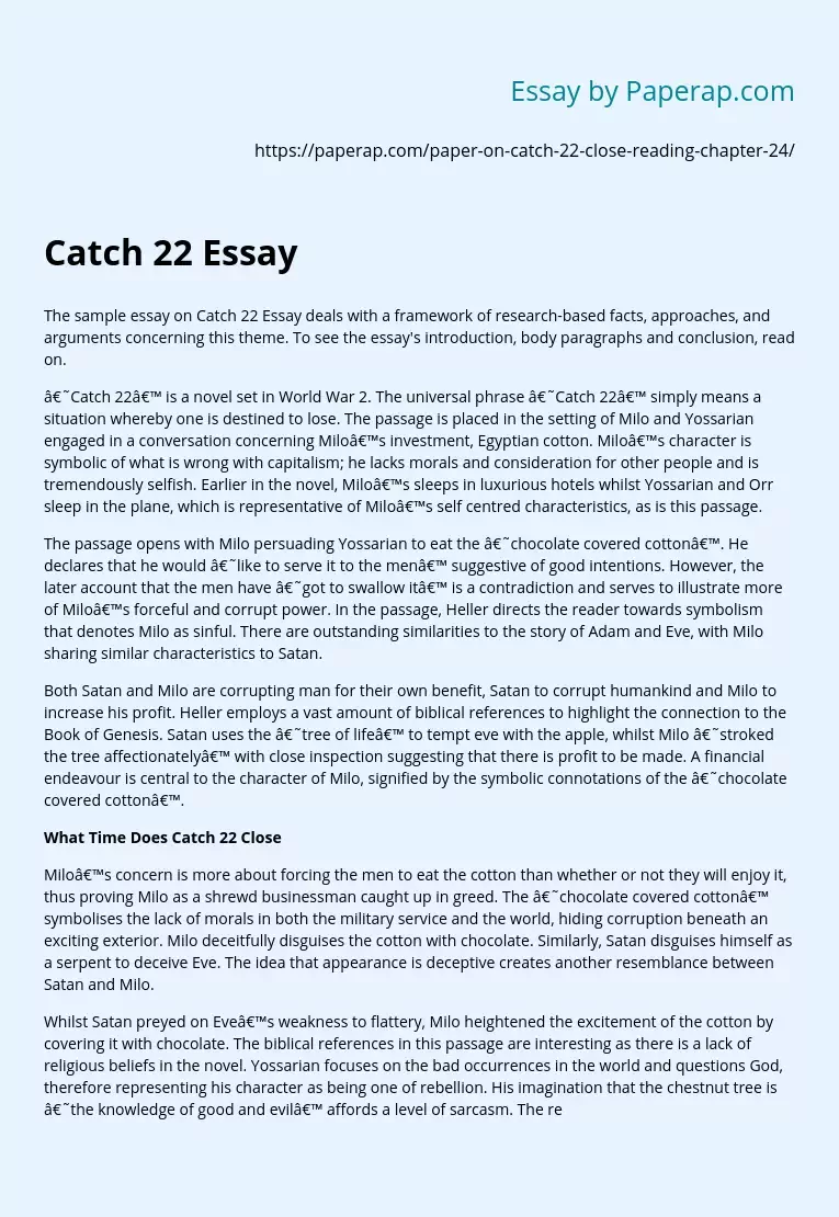 catch 22 analysis essay