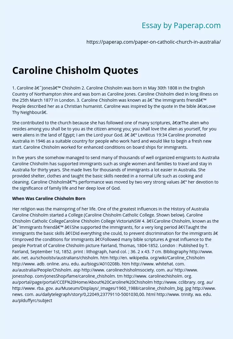 Caroline Chisholm Quotes