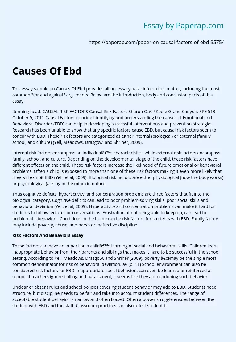 Causes Of Ebd