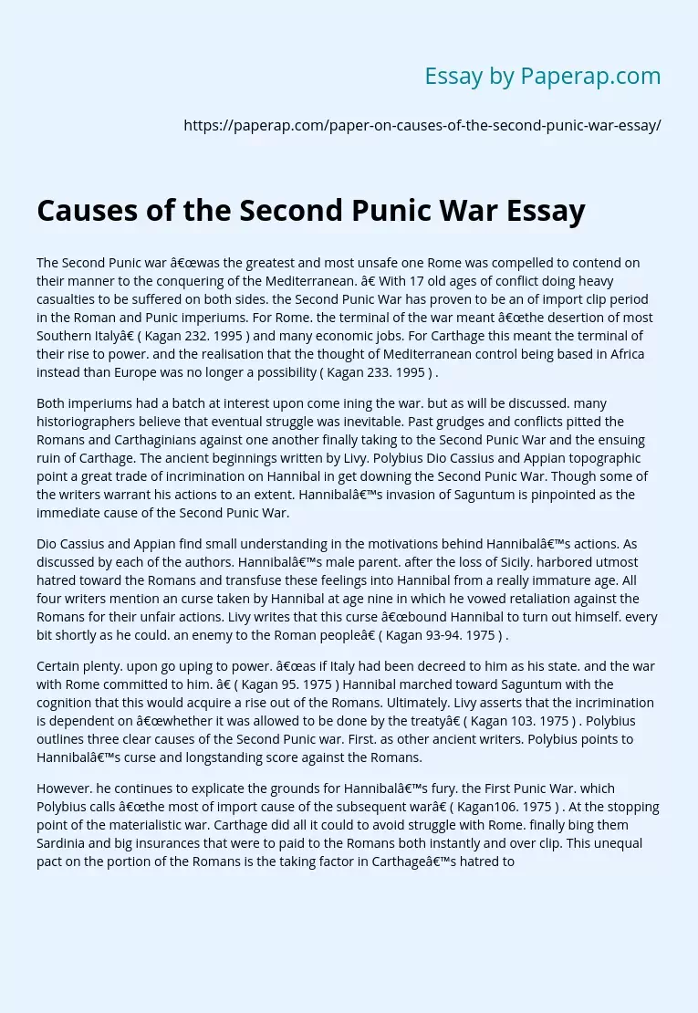 Causes of the Second Punic War Essay