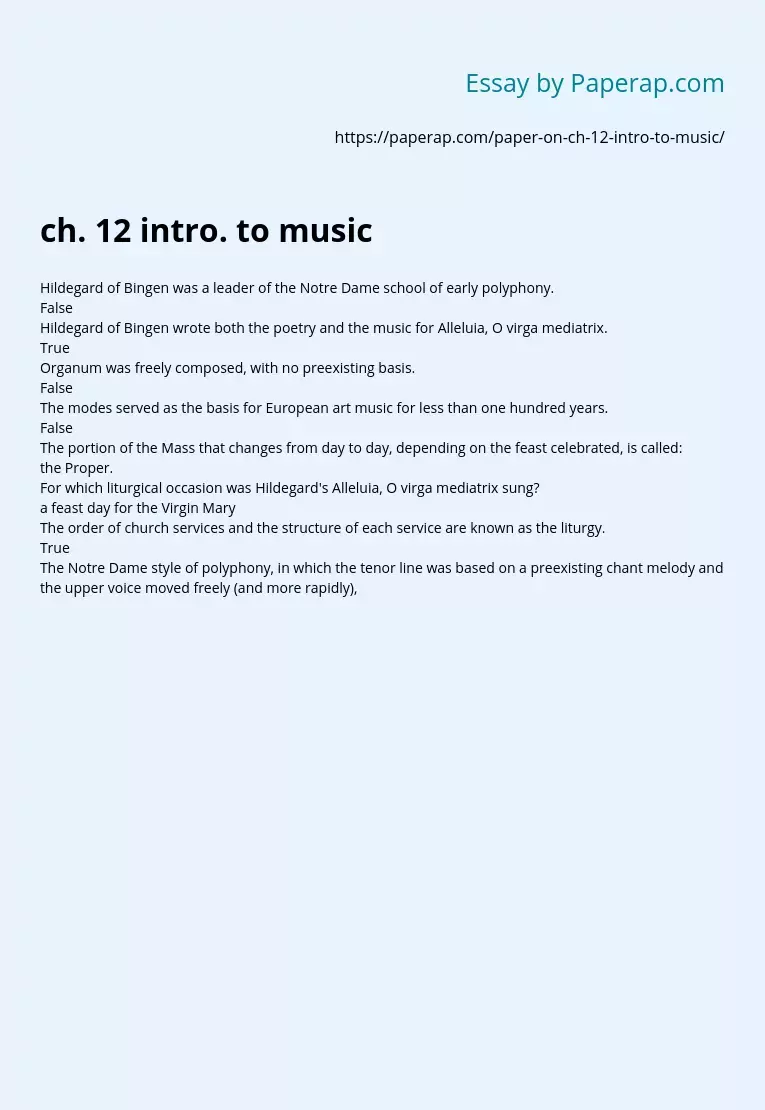 ch. 12 intro. to music