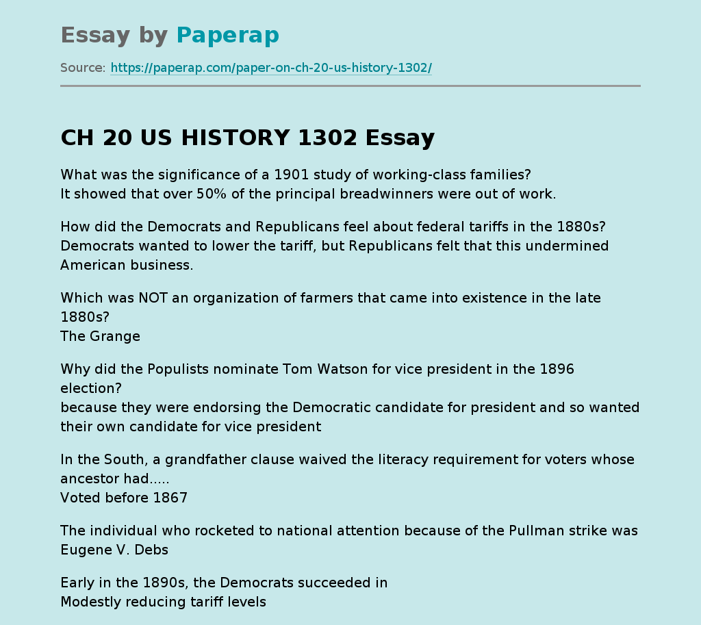 CH 20 US HISTORY 1302