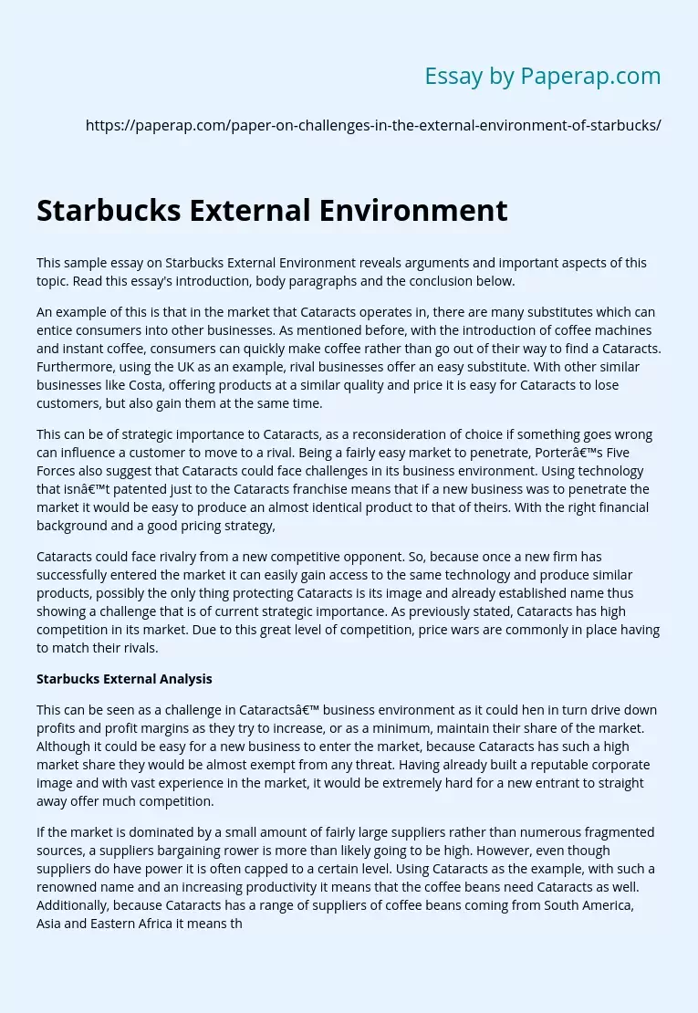 Starbucks External Environment