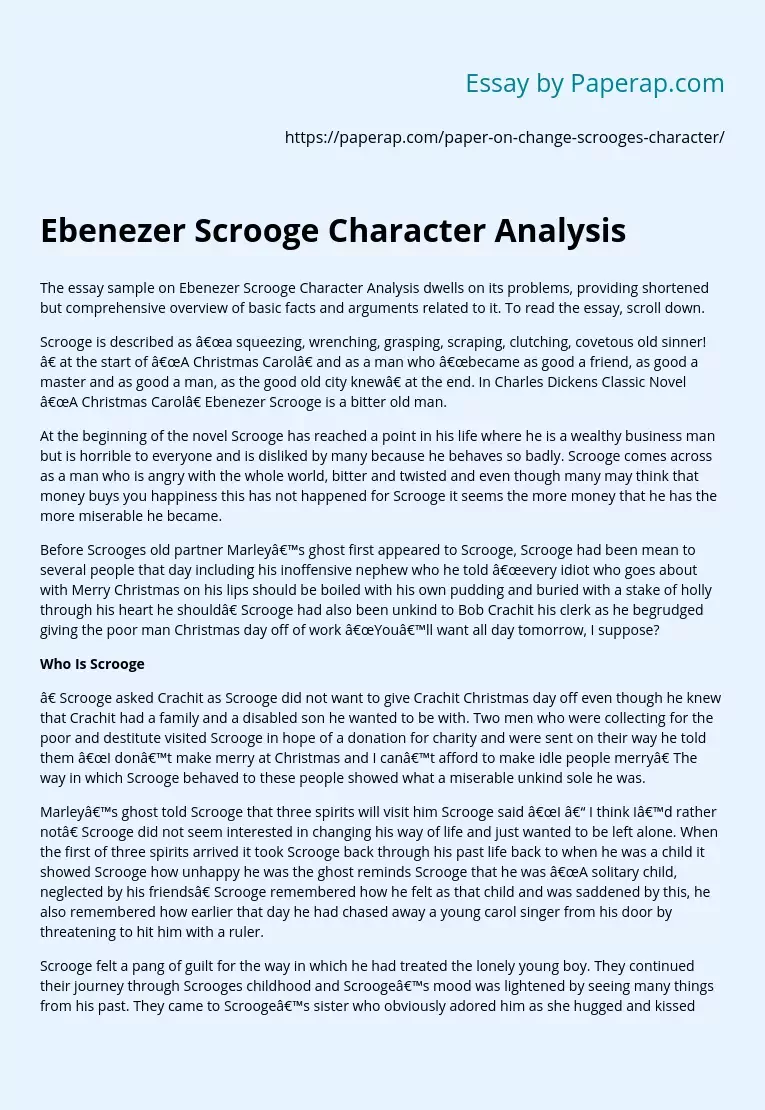 Ebenezer Scrooge Character Analysis
