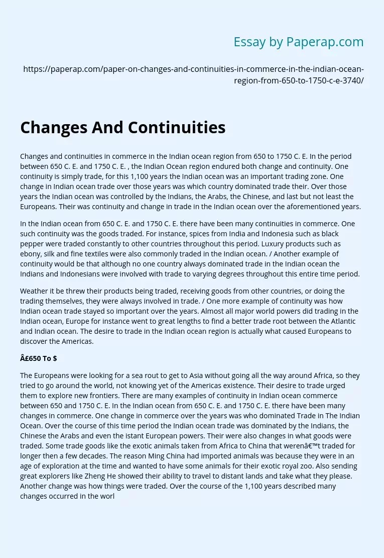Changes And Continuities
