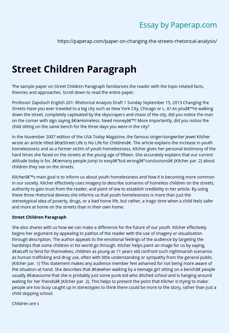 Street Children Paragraph