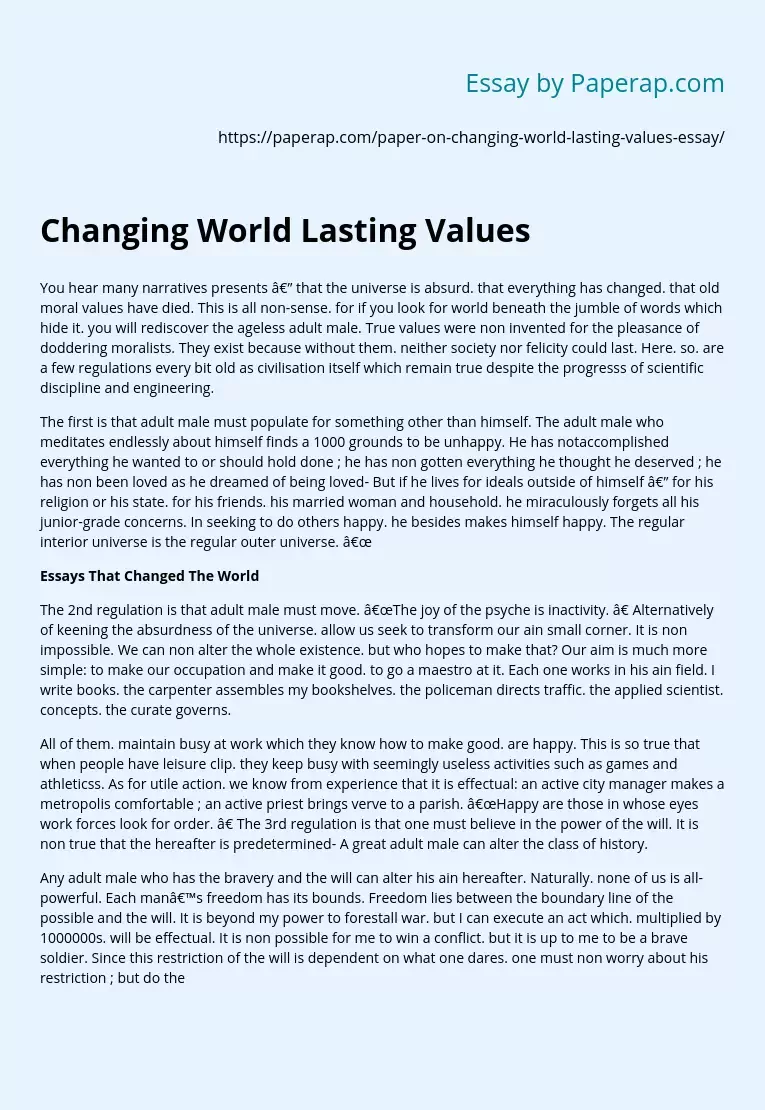 Changing World Lasting Values