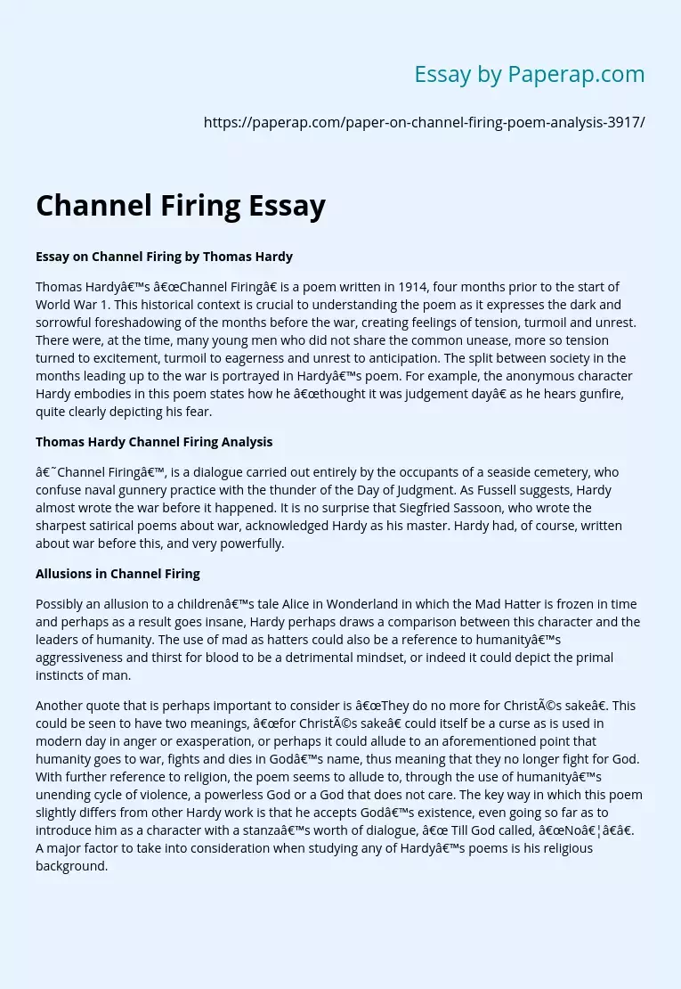Channel Firing Essay