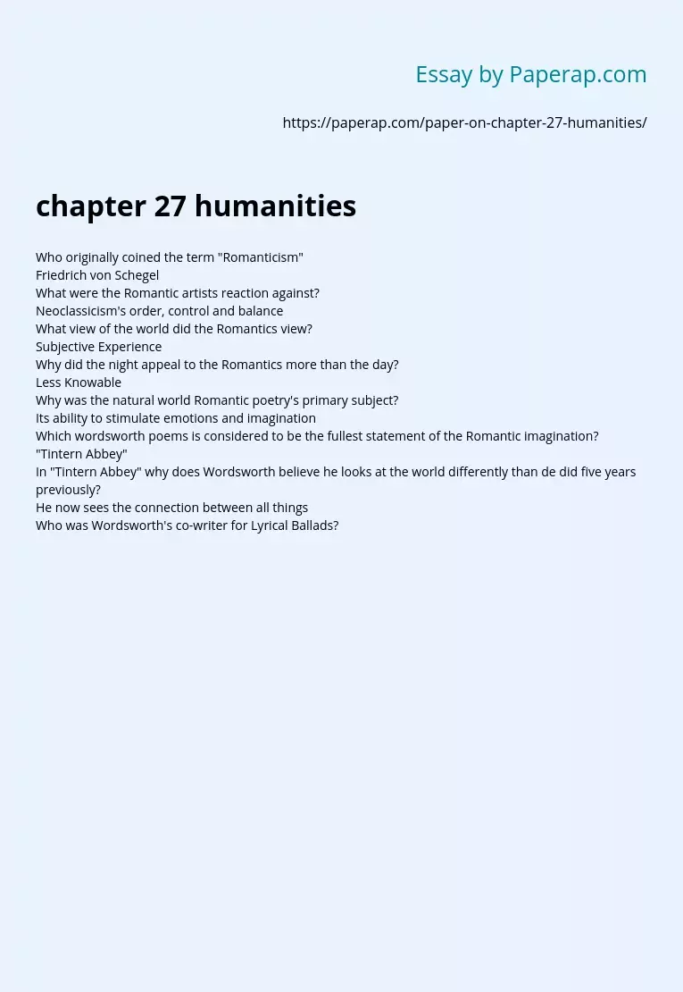 chapter 27 humanities