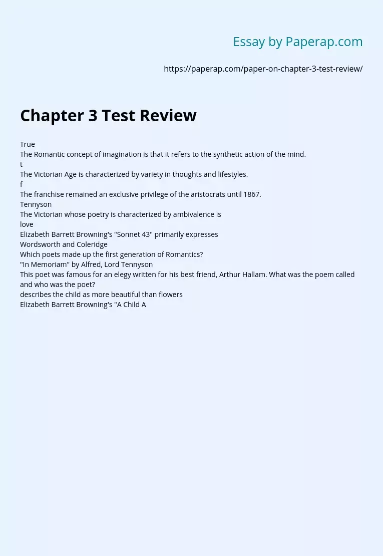 Chapter 3 Test Review