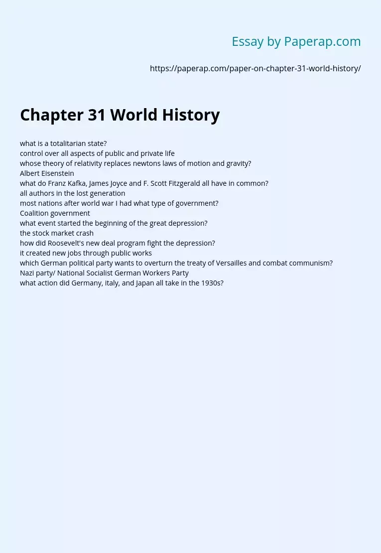 Chapter 31 World History