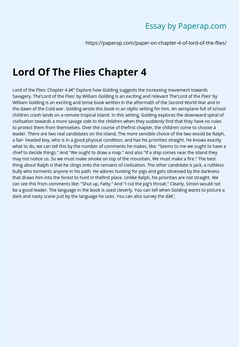 Lord Of The Flies Chapter 4