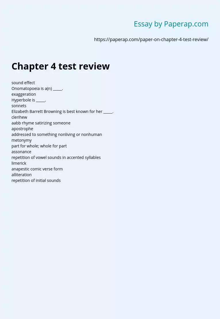 Chapter 4 test review