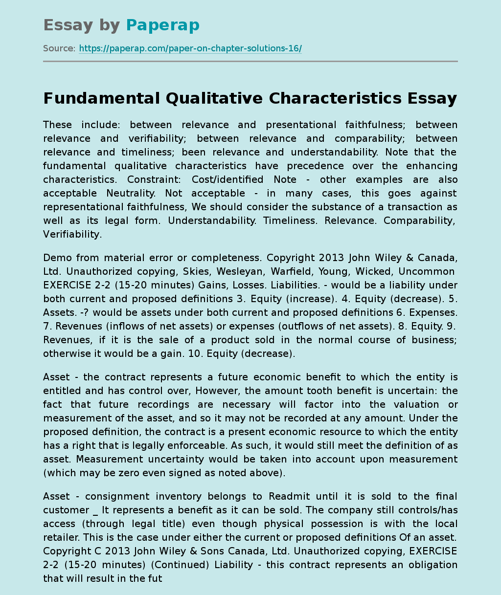 Fundamental Qualitative Characteristics