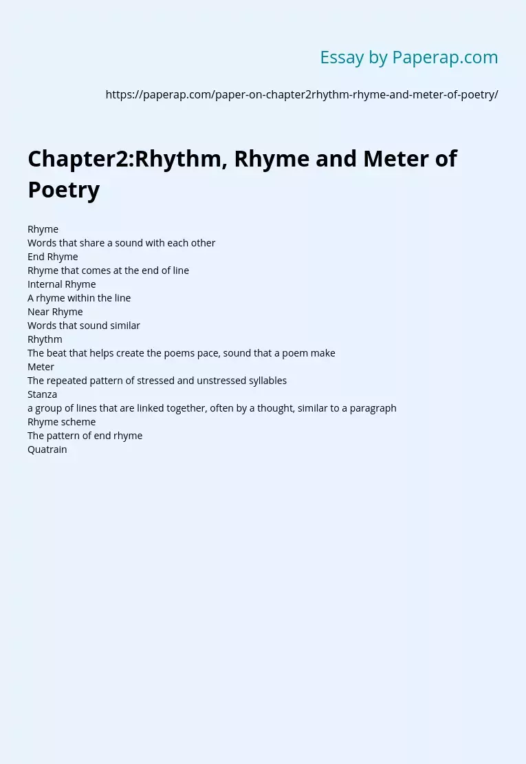 Chapter2:Rhythm, Rhyme and Meter of Poetry