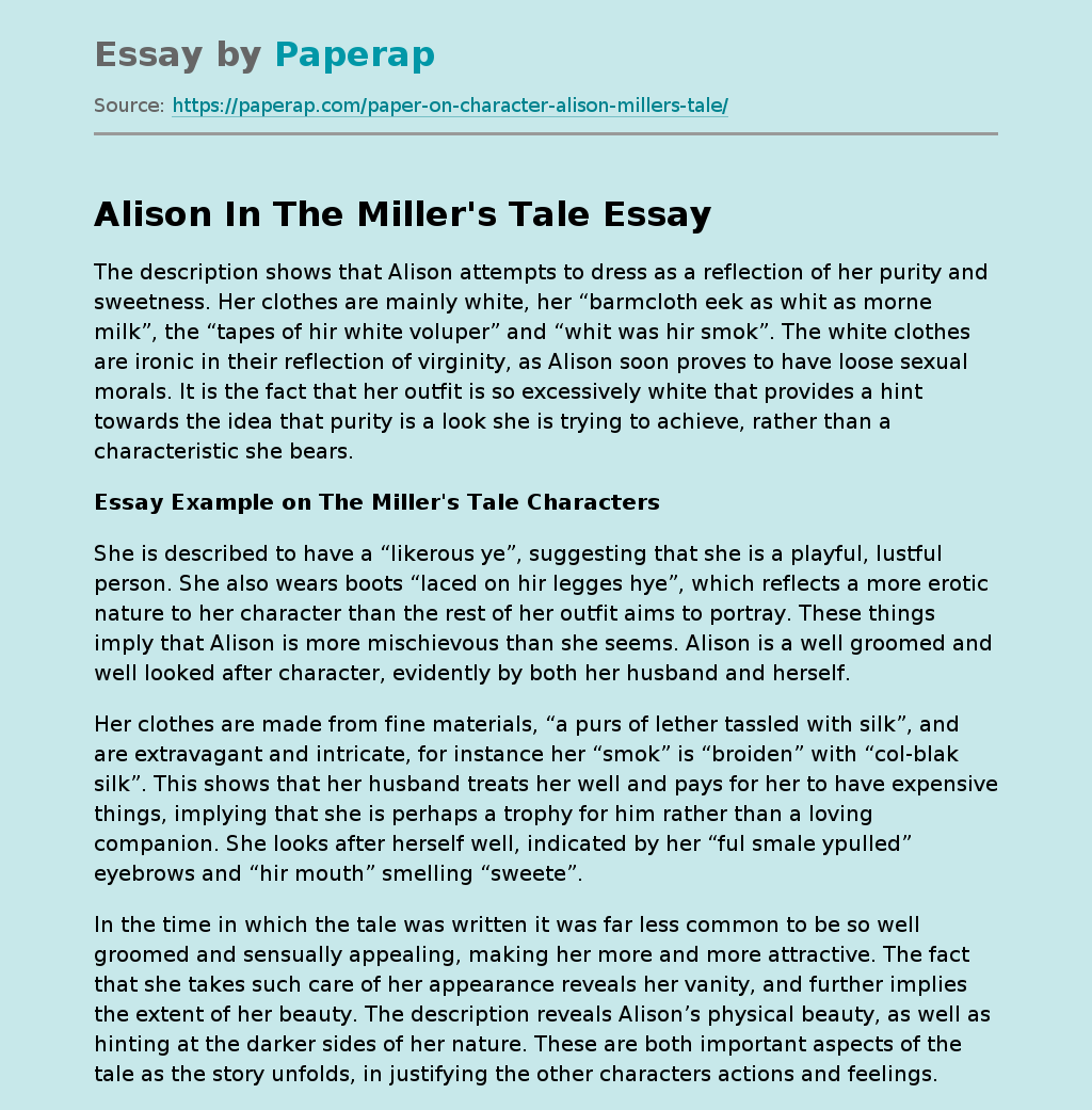 Alison In The Miller's Tale