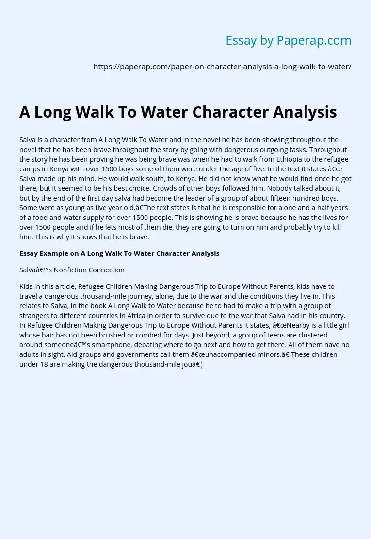 A Long Walk To Water Character Analysis