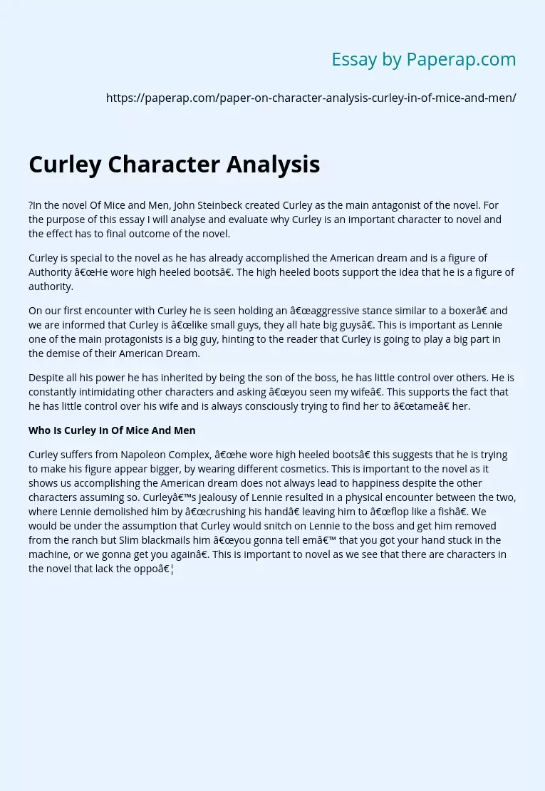 Curley Character Analysis