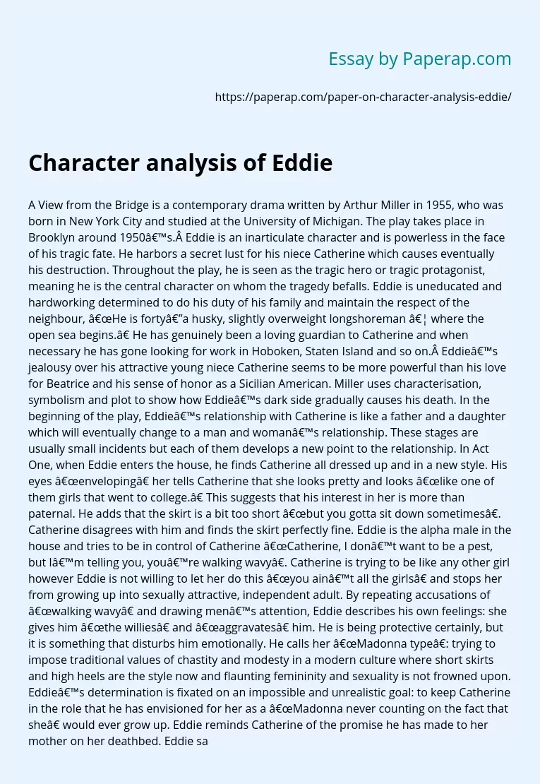Character analysis of Eddie