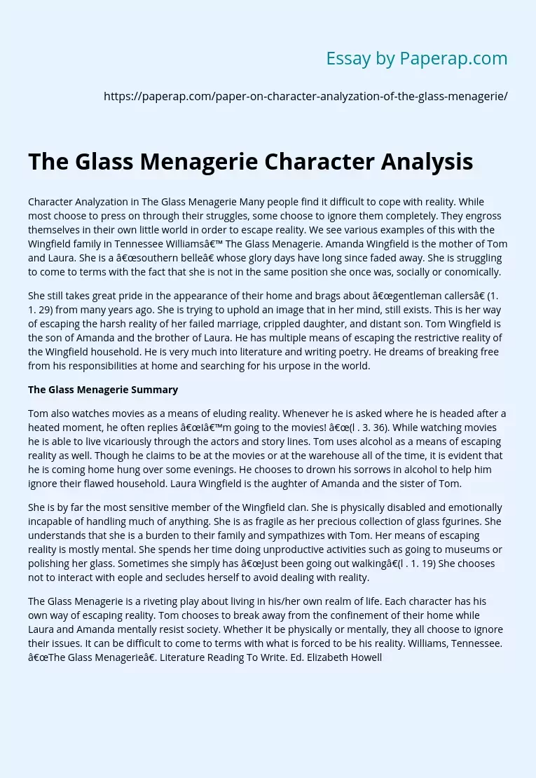 The Glass Menagerie Character Analysis