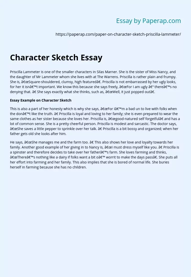 essay topics for character sketch