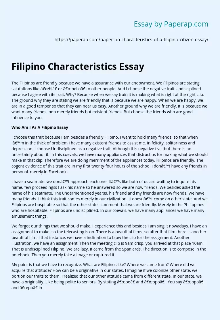 what are the characteristics essay