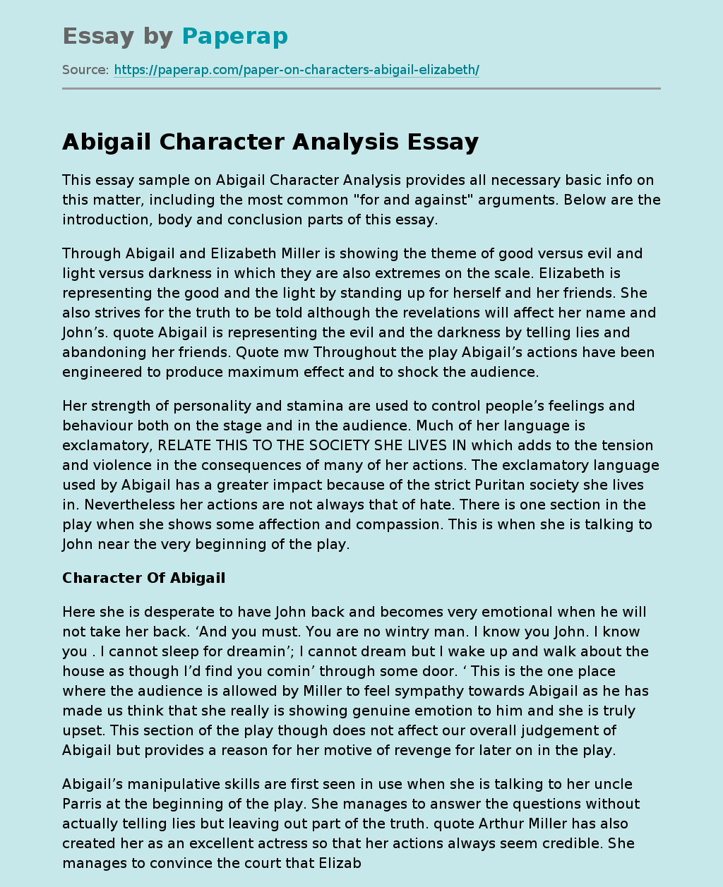 Abigail Character Analysis