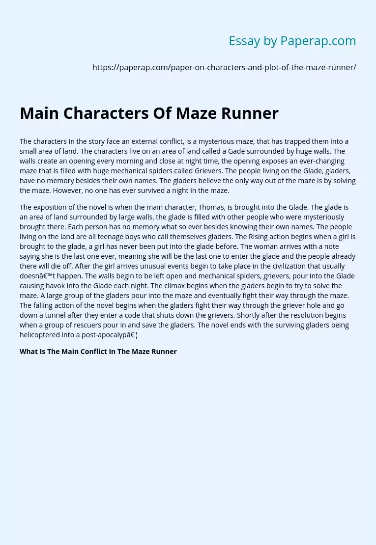 Main Characters Of Maze Runner