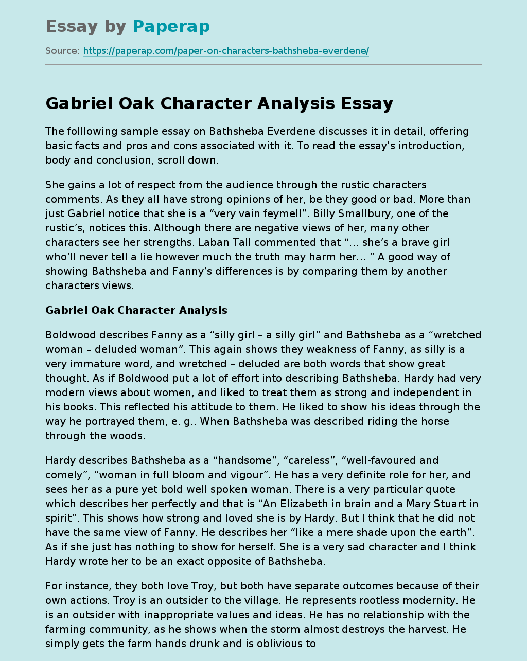 Gabriel Oak Character Analysis