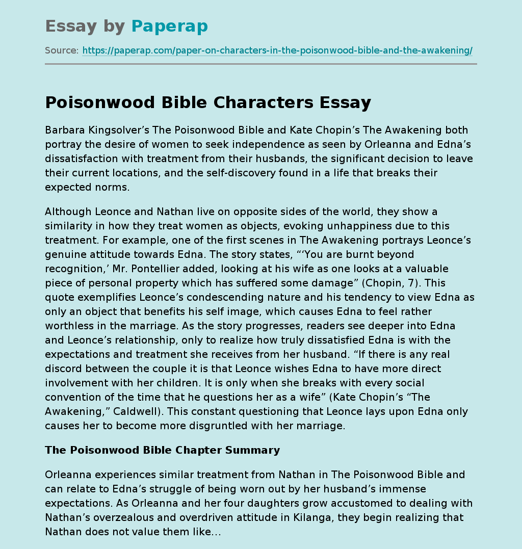 Poisonwood Bible Characters