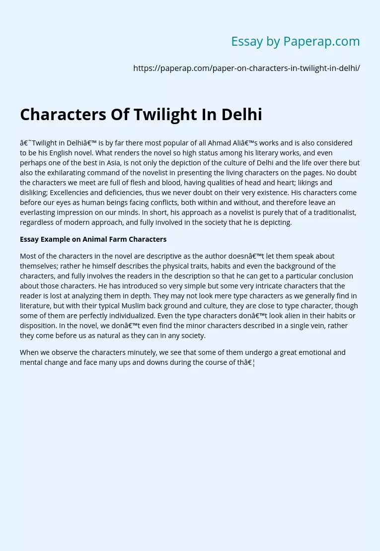 Characters Of Twilight In Delhi