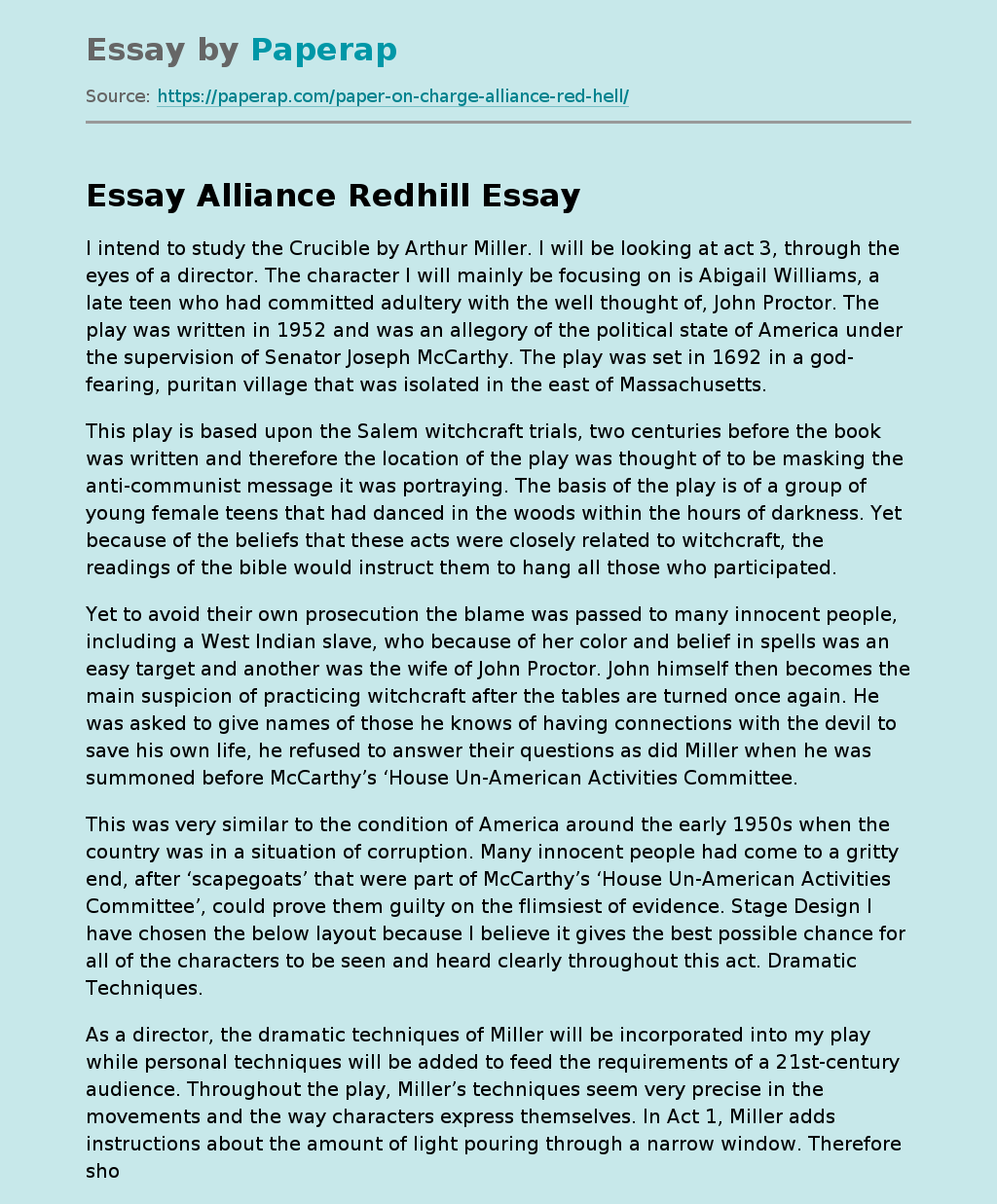 Essay Alliance Redhill