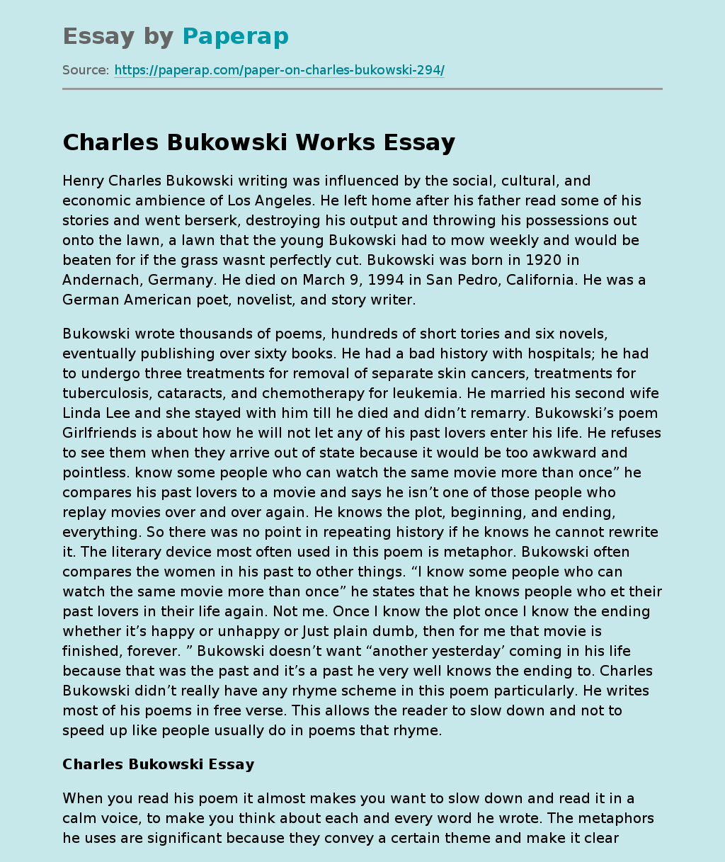 Charles Bukowski Works