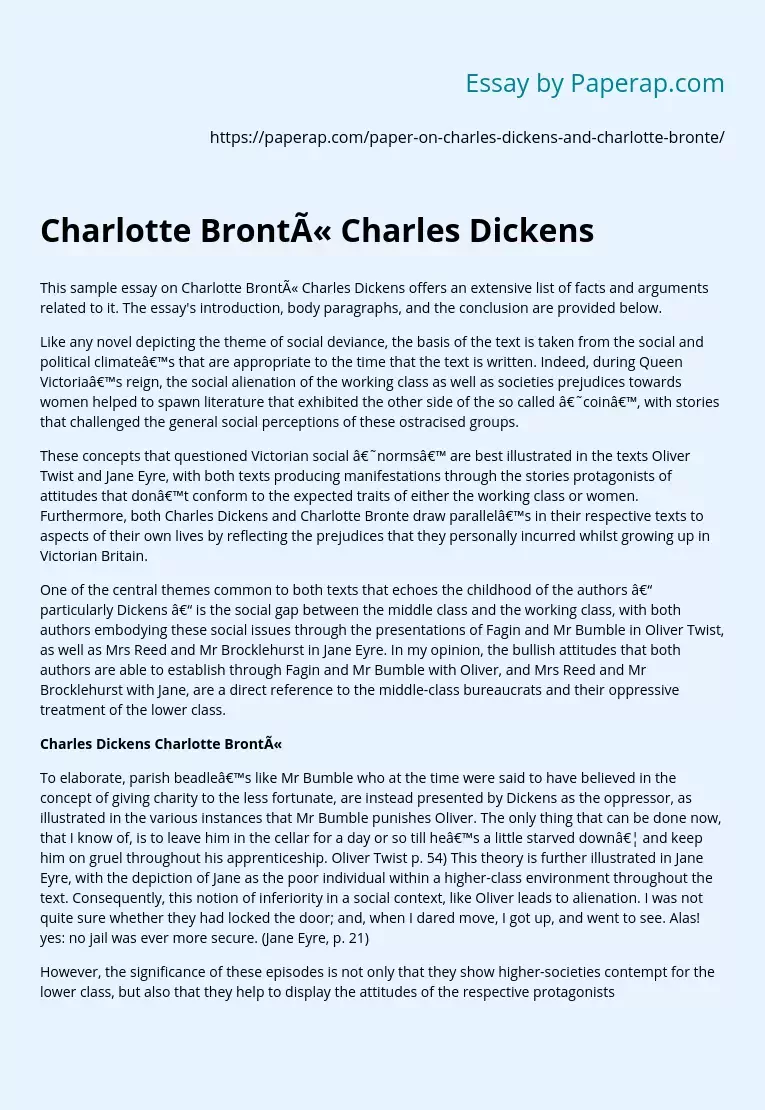 Charlotte Brontë Charles Dickens