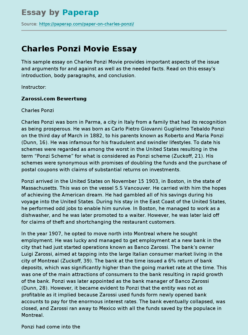 Charles Ponzi Movie
