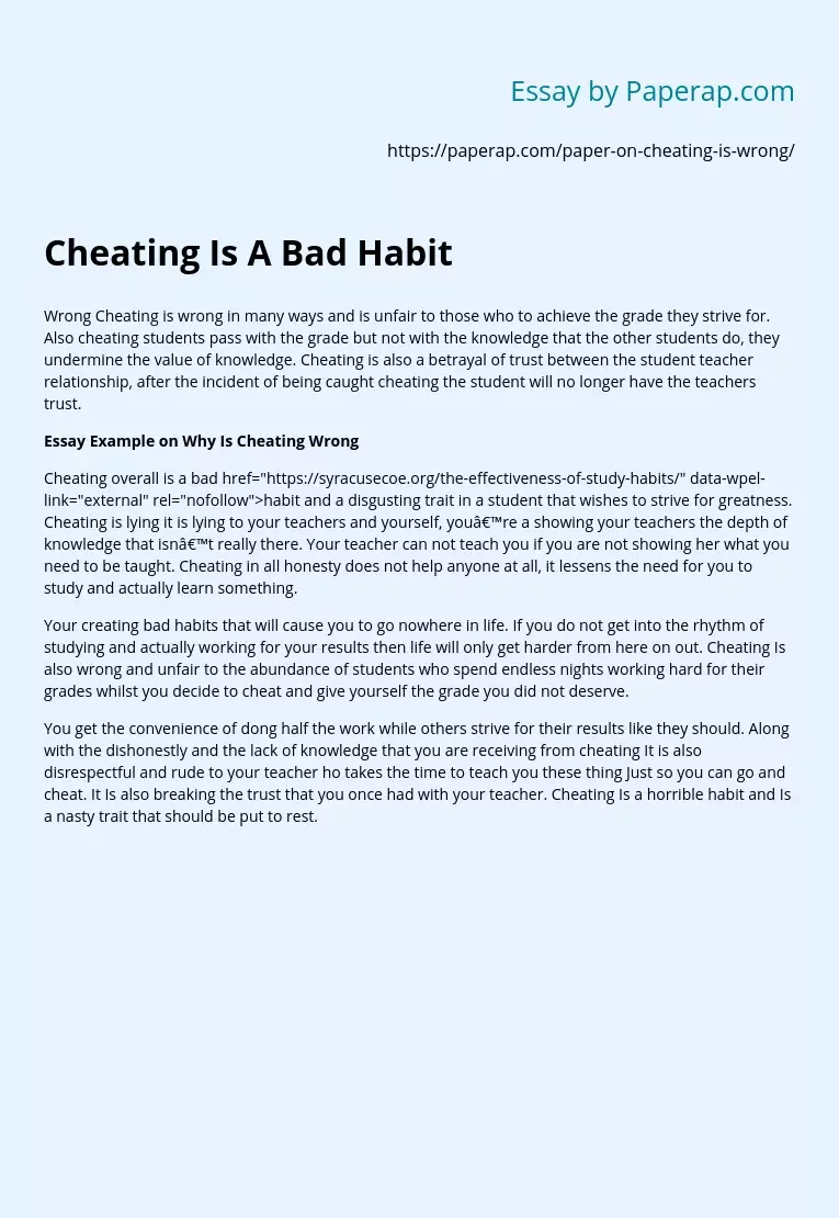 essay on cheating