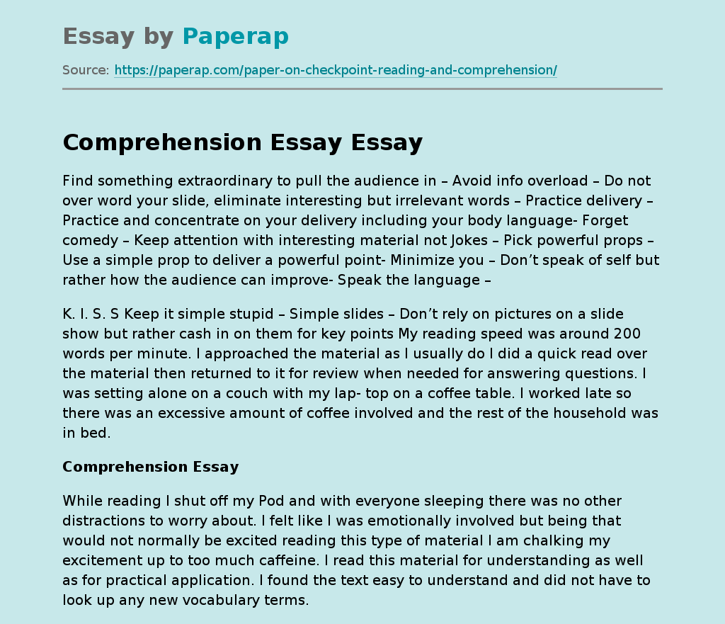 Comprehension Essay