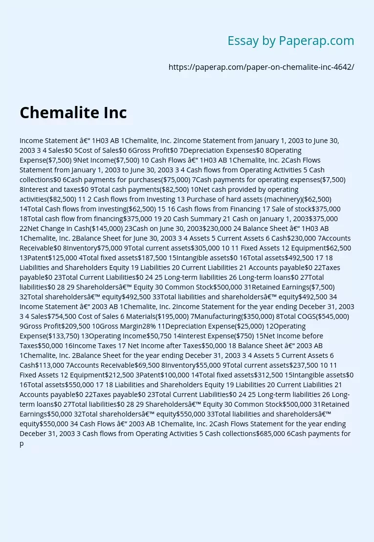 Chemalite Inc