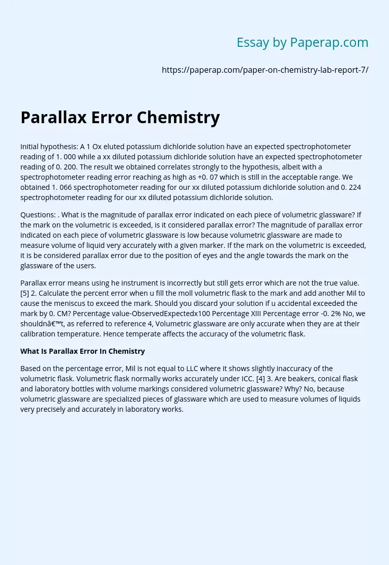 Parallax Error Chemistry