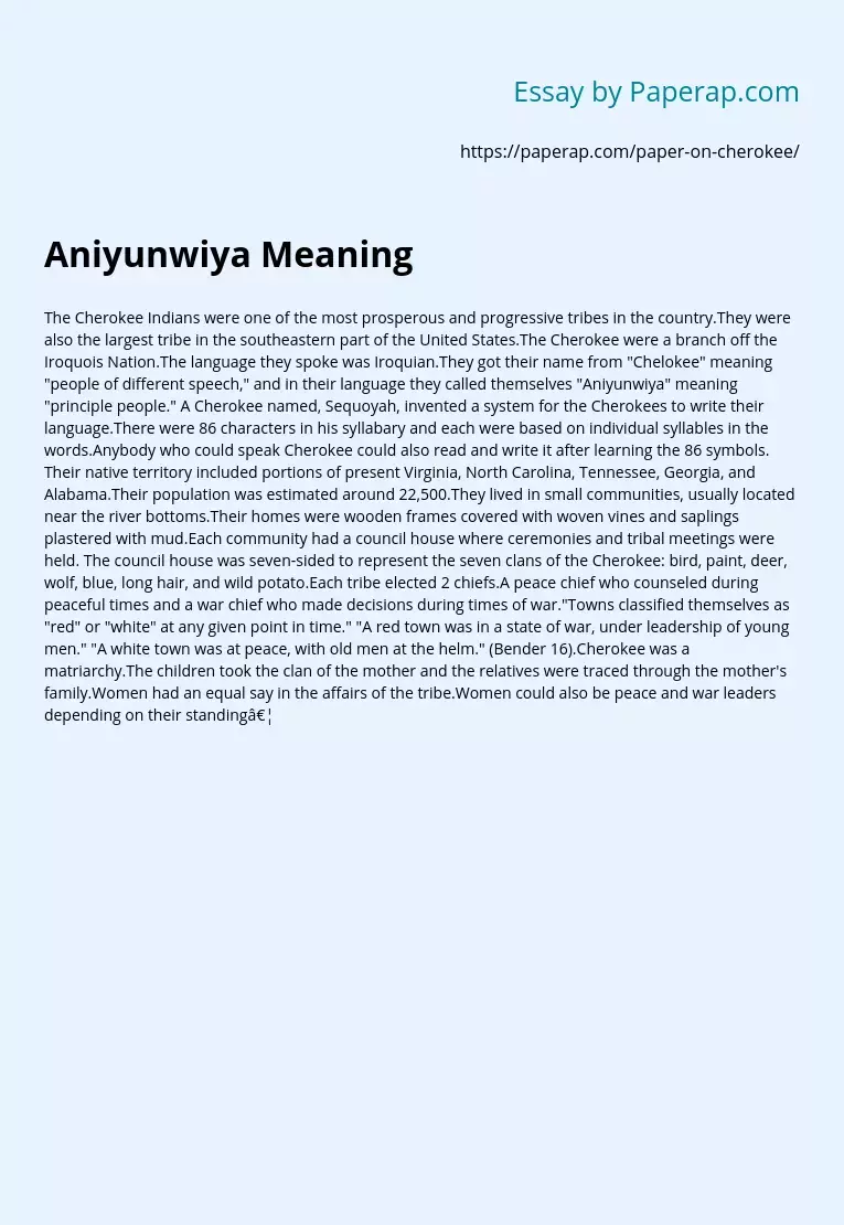 Aniyunwiya Meaning