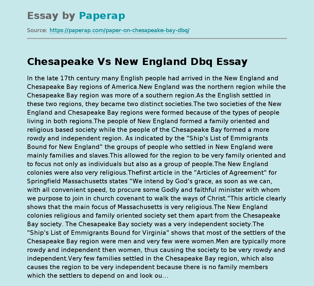 Chesapeake Vs New England Dbq