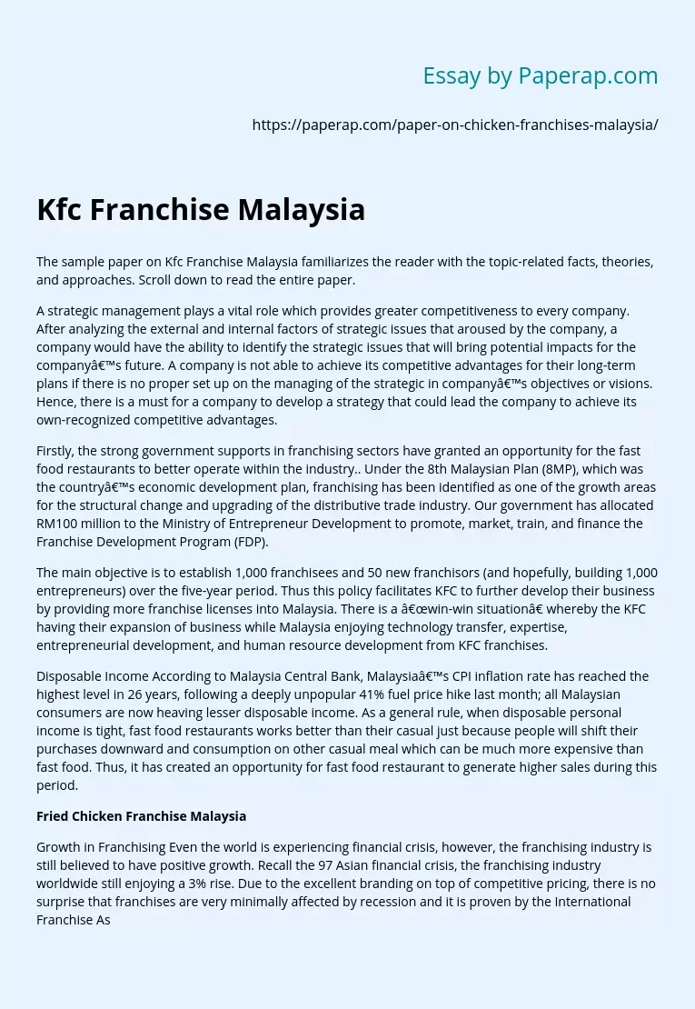 Kfc Franchise Malaysia