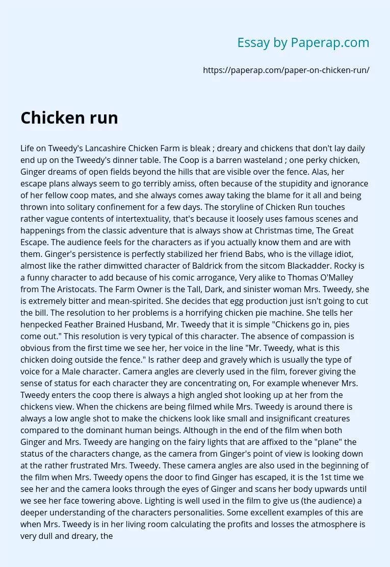 Chicken Run Movie Summary and Analysis