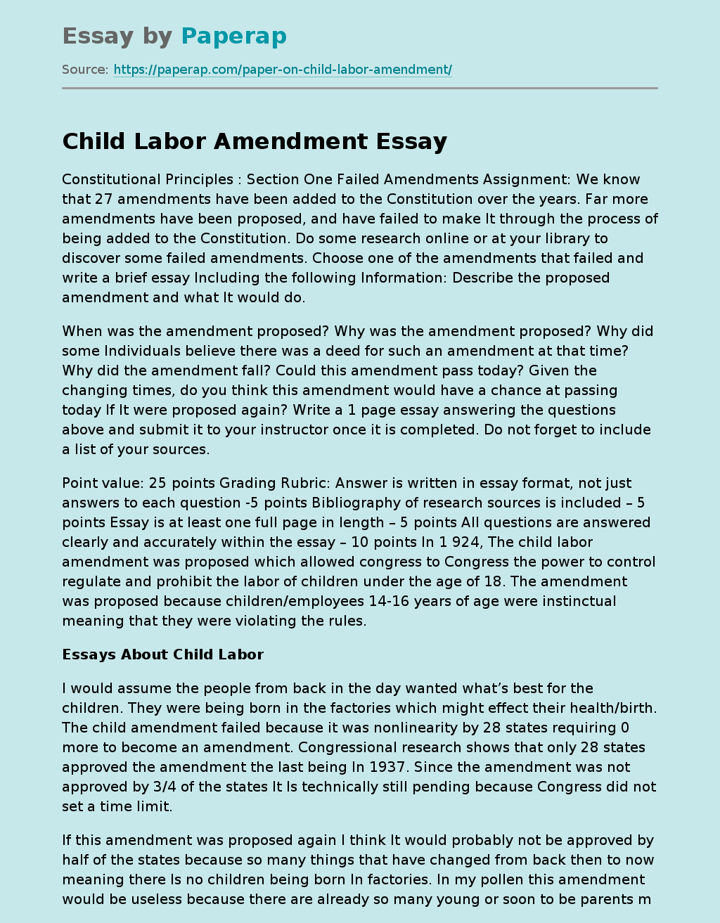 Child Labor Amendment