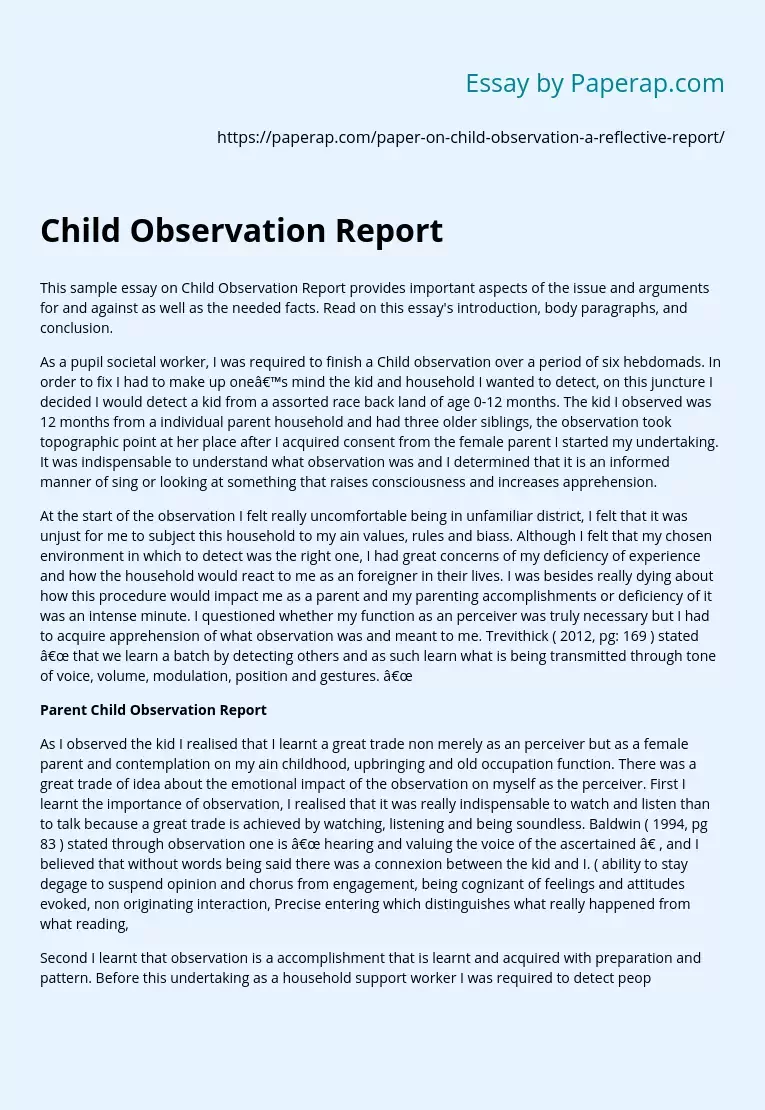 Child Observation Report